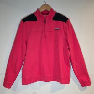 Vineyard Vines XL Pink 1/4 Zip Quilted Shoulder Shep Shirt Pullover Sweatshirt